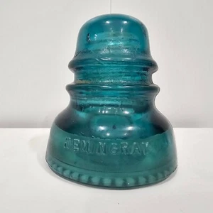 Vidrio vintage Hemingray número 40 Aislante de Polo Telegraph Verde/Azul EE. UU. (c) - Imagen 1 de 9
