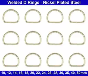 Welded D RINGS 10, 12, 14, 16, 18, 20, 22, 24, 26, 28, 30, 35, 40, 50mm - Silver - Picture 1 of 16
