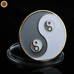 Tai Chi Yin and Yang Poker Card Guard Casino Chips Hand Protector Gold Coin Gift - Picture 1 of 2