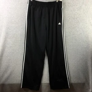 Vintage Adidas Track Pants Mens Extra Large Black Side Snaps 3 Stripes White - Picture 1 of 16