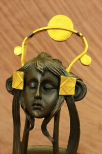 Art Deco Gilt Gold Accent Candy Tray Little Sunshine Bronze Sculpture Statue Art