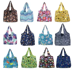 Shopping Bags Large Reusable Foldable Ladies Eco Tote Handbag Fold Away Bags UK - Picture 1 of 45