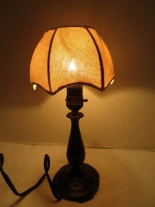 Vintage Art Deco Boudoir Table Lamp Spelter Moe Bridges Co 1930’s w/ tweed shade - Picture 1 of 12