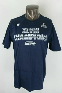 Nike Men's Seattle Seahawks Super Bowl 48 XLVIII CHAMPIONS T Shirt NFL size L - Picture 1 of 5
