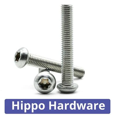 HIPPO HARDWARE M6 - 6mm TX Torx Socket Button Head Machine Screws Star Bolts A2 Stainless Steel