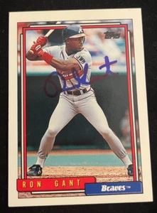 RON GANT AUTOGRAPHED 1992 TOPPS CARD W/COA ATLANTA BRAVES - Picture 1 of 1