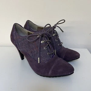 Killah lila Wildleder Leder Wolle Stiefelette High Heel Stiletto Schnürschuh Gr. 8 41 - Bild 1 von 13