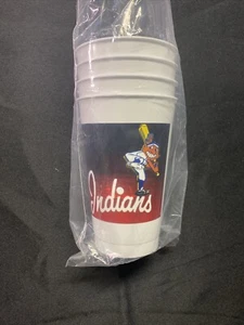 4 CLEVELAND INDIANS Plastic Drinking Cup CHIEF WAHOO 1932 1993 MUNICIPAL STADIUM - Picture 1 of 5