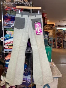 Deadstock 1970s Flare Two Tone Jeans Lonny Luv'rs Made in Canada Bell Bottoms - Picture 1 of 14