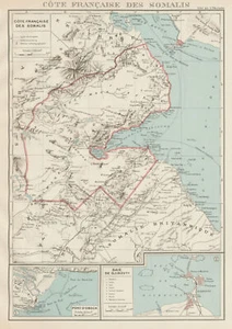 FRENCH SOMALILAND. Cote Française des Somalis. Obok & DJIBOUTI plans 1929 map - Picture 1 of 1
