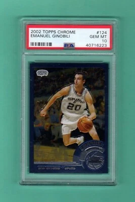 EMANUEL MANU GINOBILI 2002-03 TOPPS CHROME ROOKIE RC SPANISH SP PSA 10 GEM SPURS - Image 1 of 2