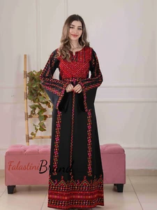 Palästinensisches Thobe Damenkleid – handbesticktes Tatreez, weites Ärmelkleid - Bild 1 von 10