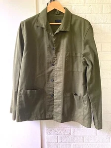 J Crew jacket mens sz Large olive green twill button-up chore coat shacket G0305 - Picture 1 of 4