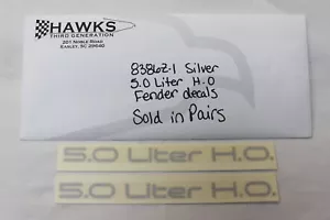 1983-1986 Chevrolet Camaro 5.0 Liter H.O. Fenders Rocker Decals Pair Silver - Picture 1 of 1