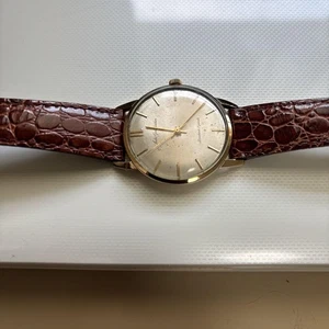 Seiko Gold Feather 14K 15008E Handaufzug Silver Dial Vintage Uhr Lederband - Bild 1 von 11