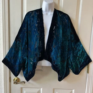New $159 Cocoon House Silk Blend Velvet Art to Wear Kimono Topper Handmade O/S - Foto 1 di 13