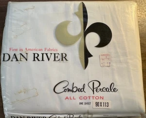 Vintage DAN RIVER Full Bed Sheet Cotton Percale Full Flat White USA - Picture 1 of 2