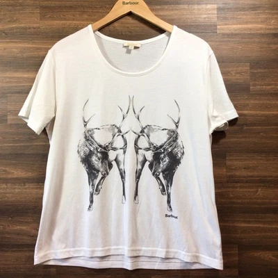 Barbour Ivory “Bartlett” Stag Print T Shirt Top Size 14 VGC - Image 1 of 4
