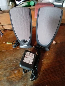 Dell A215 MultiMedia Computer Speakers Pair + Hon-Kwong Power Supply TESTED - Picture 1 of 7