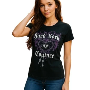 Hard Rock Couture T-Shirt Womens L Black Graphic Punk Concert Grunge Festival - Picture 1 of 9