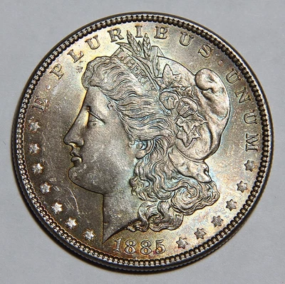 1885-P US Morgan Silver Dollar $1 Nice UNC Toned! -5309- - Image 1 of 2