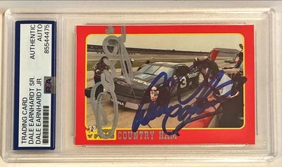 1992 Mom N Pops Dale Earnhardt Sr & Dale Jr DUAL Signed Auto Card #4 PSA DNA - Image 1 of 2