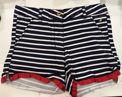 NAUTICA Girls Red White & Blue Striped Nautical Summer Shorts Sz 10 Cotton - Image 1 of 4