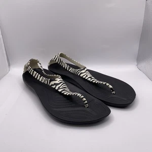 Crocs Sexi Women's 8 Thong Zebra Print Black Beach Summer Open Toe Tropical - Picture 1 of 7