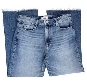 Pantalones de mezclilla para mujer Paige Leenah al tobillo dobladillo crudo pierna ancha paseo de la fama lavado talla 29 - Imagen 1 de 11