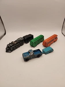 VINTAGE MIDGET TOY TRAIN DRUCKGUSS METALL Lokomotive USA Spielzeug mit LKW Look - Bild 1 von 7