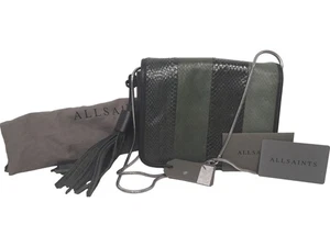 AllSaints Bansho Shoulder Bag Black Watersnake Leather W Chain Strap All Saints - Picture 1 of 14