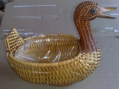 Rattan Enten-Deko-Korb oval, naturfarben, handgefertigt, Länge: 20cm. - Bild 1 von 4