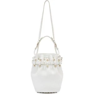 NWT $875 Alexander Wang Diego White Leather Gold Studded Bucket Handbag Women's - Picture 1 of 12