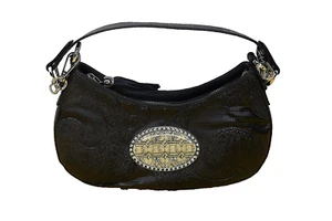 Debbie Brooks NY Handbag Curved Shoulder Bag Black  Leather Signed AUTOGRAPHED - Picture 1 of 5