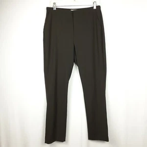 H&M Womens Pants Career Trousers Brown Size 10 Elastic Waistband Flat Front - Picture 1 of 16