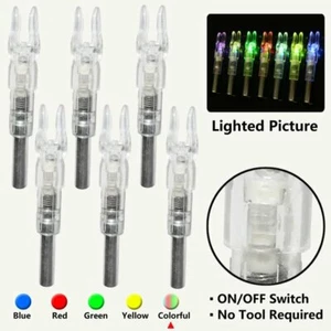 6Pcs Automatic ColorfuL ED Archery Arrows Lighted Nocks Green For ID 6.2mm Arrow - Picture 1 of 9