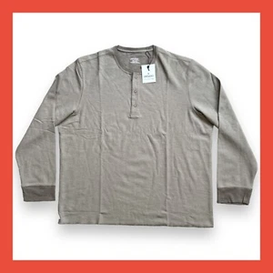 NEW Untuckit Schrock Knit Long Sleeve Henley T-Shirt Mens Sz 3XL Light Brown - Picture 1 of 9