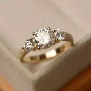2.50Ct Round Cut Lab Created Diamond Engagement Ring 14K Yellow Gold Plated - Picture 1 of 4