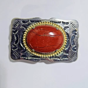 Western Style Red Stone Belt Buckle Vintage  - Picture 1 of 2