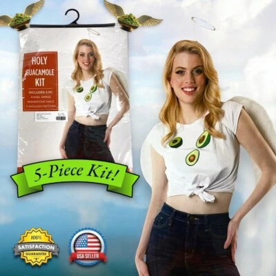 Kit de Disfraz de Guacamole Santo 5 Piezas Adulto - Alas de Ángel, Halo, Parches de Aguacate Foto 1 de 4