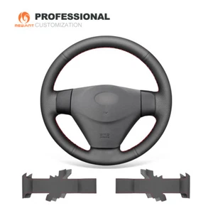 Cubierta de volante de coche de cuero genuino negro para Hyundai Accent Getz Kia Rio5 - Imagen 1 de 9