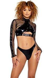 Roma Pride Cropped Vinyl Halter Neck Top Light-Up Love Strap Women Clothing 6502 - Picture 1 of 4