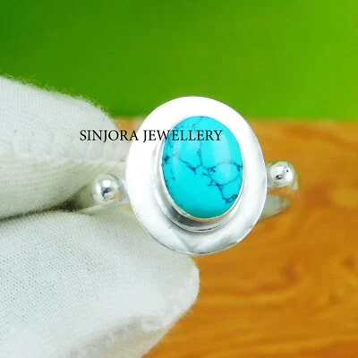 Turquoise Gemstone 925 sterling silver handmade Gift Ring US size 5 to 13 - Image 1 of 4