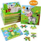 20 Pack Wooden Jigsaw Puzzles for Toddlers Baby Kids  3 4 5Years Old Color Shape