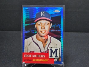 2022 Topps Chrome Platinum EDDIE MATHEWS BLUE PRISM REFRACTOR #495 Braves - Picture 1 of 1