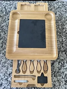 Bambus Käsebrett Geschenkset extra groß Holz Wurstwaren Fleisch Serviertablett - Bild 1 von 4