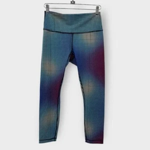 Lululemon Wunder Under Leggings Womens Size 10 Blue Cosmic Rainbow Dot Stretchy - Picture 1 of 12