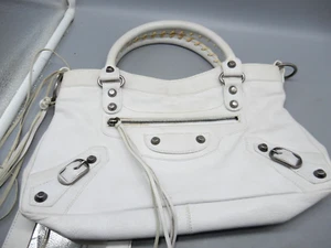 BALENCIAGA City WHITE Leather Handbag with mirror - Picture 1 of 14