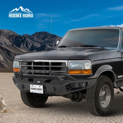 Parachoques delantero todoterreno con placa de cabrestante compatible con Ford Bronco F-150 F-250 F-350 1992-1996 Foto 1 de 4
