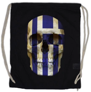 CLASSIC GREECE SKULL FLAG Turnbeutel Biker MC Banner Shirt - Picture 1 of 1